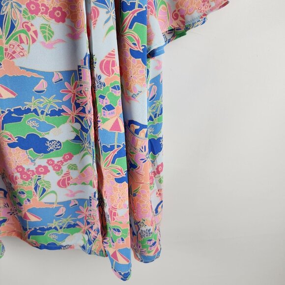 Rose + Olive Blouse Womens 2X Plus Multi Novelty Print Shirt NWT - Picture 4 of 8